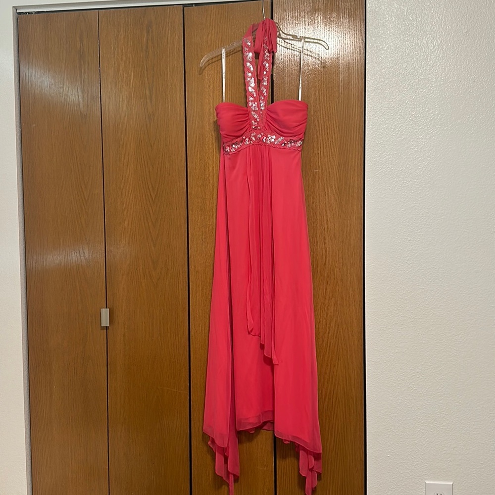 Medium Coral Colored Prom Dress
